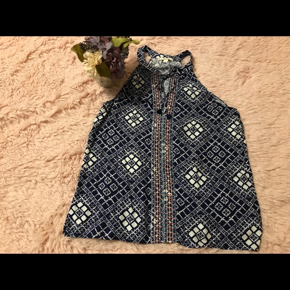 Ella Moss Womens Embroidered Halter Top